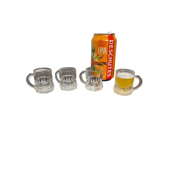 Vintage Federal Glass Beer Mug Shot Glasses Set Of 4 - Picture 1 of 3